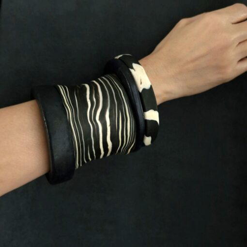 Black & Zebra Bangle Stack Size L (Set of 4)