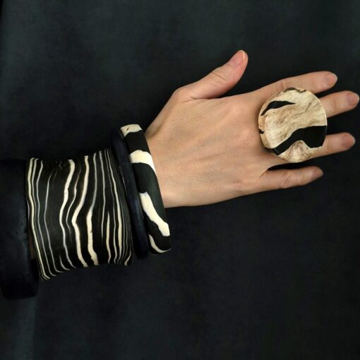 Black & Zebra Bangle Stack Size L (Set of 4) - Image 2