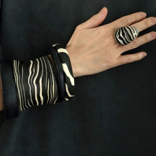 Black & Zebra Bangle Stack Size L (Set of 4) - Image 4