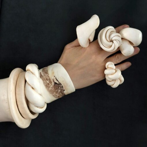 Vegan Ivory Bangle Stack (Set of 4) Size M to L - Image 4