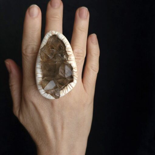 Quartz Geode Stone Ring Size 8 - Image 2