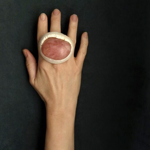 Pink Agate Stone Ring Size 9.5 - Image 4