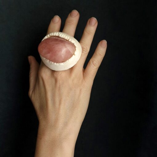 Pink Agate Stone Ring Size 9.5 - Image 2