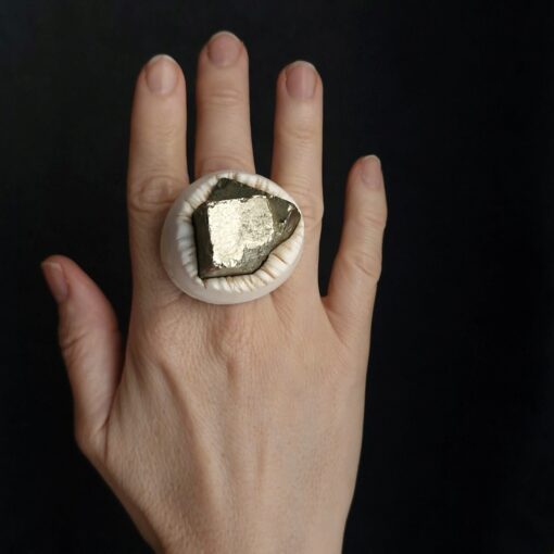 Pyrite Stone Ring Size 6.5