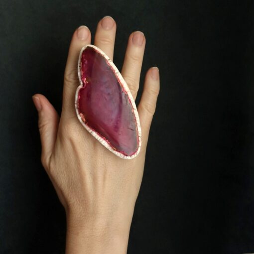 Sliced Agate Stone Ring Size 8 - Image 2