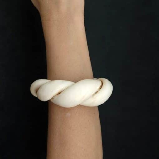 Vegan Ivory Twisted Cuff Size M