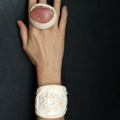 Vegan Ivory Baroque Cuff Size M - Image 3