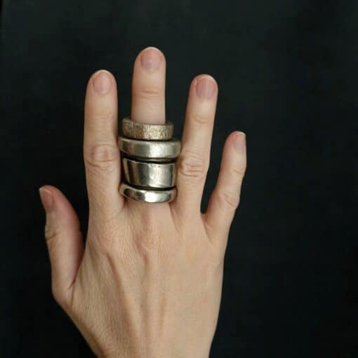 White Bronze Plated Alloy Rings (Set of 5) Size 9.5 - Image 2