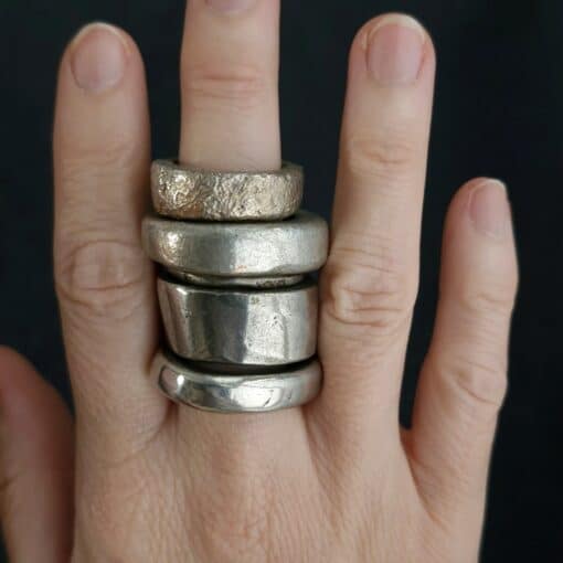 White Bronze Plated Alloy Rings (Set of 5) Size 9.5