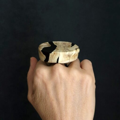 Vegan Ivory & Black Ring Size 7 - Image 2