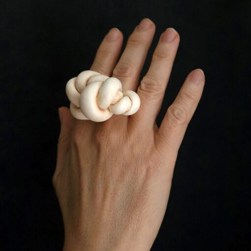 Vegan Ivory Sculptured Ring Size 7.5 - Image 3