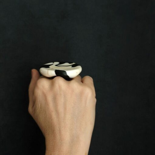 Vegan Ivory & Black Ring Size 8.5 - Image 2