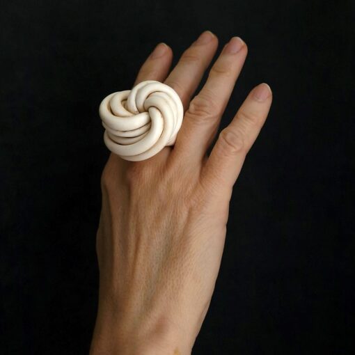 Vegan Ivory Sculptured Ring Size 8.5 - Image 3