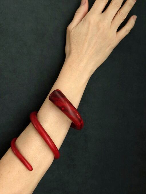 Red Double Wrap Snake Cuff Size M - L - Image 2