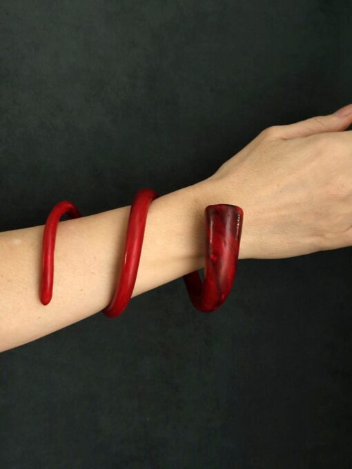 Red Double Wrap Snake Cuff Size M - L