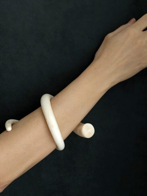 Vegan Ivory Snake Cuff Size L