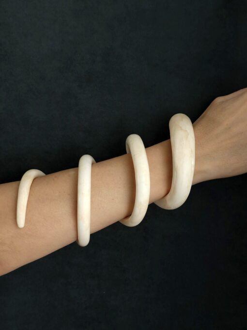 Vegan Ivory Triple Wrap Snake Cuff Size M