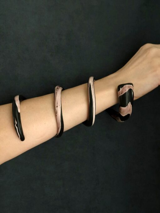 Black and Brown Triple Wrap Snake Cuff Size M