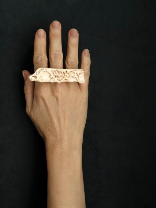 Vegan Ivory Sculptured Ring Size 8.5 - Image 2