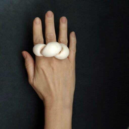 Vegan Ivory Sculptured Ring Size 7 - Image 2