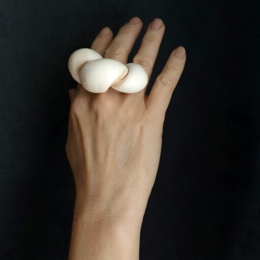 Vegan Ivory Sculptured Ring Size 7 - Image 3