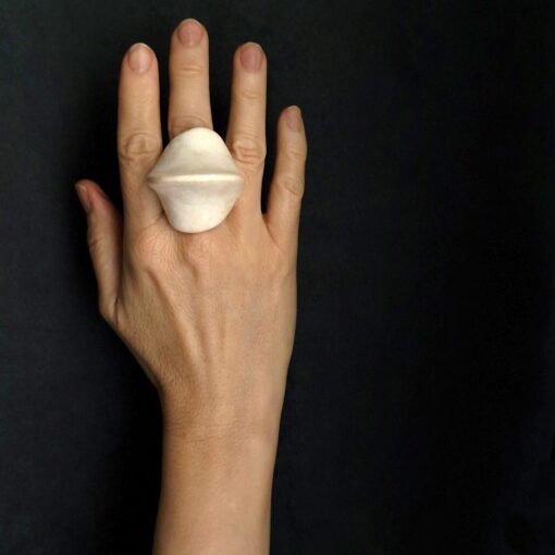 Vegan Ivory Sculptured Ring Size 8.5 - Image 3