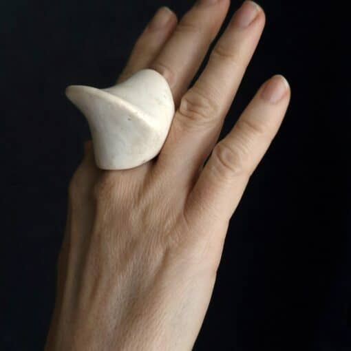 Vegan Ivory Sculptured Ring Size 8.5 - Image 4