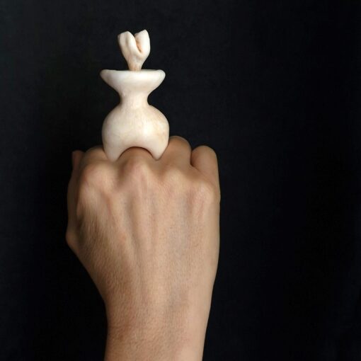 Vegan Ivory Sculptured Ring Size 7.5