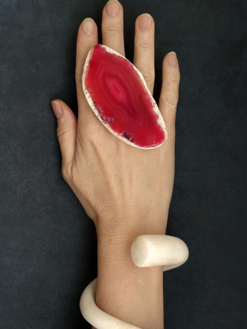 Sliced Agate Stone Ring - Size 9 - Image 3