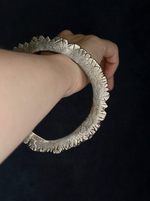 White Bronze Plated Alloy Bangle Size L - Image 2