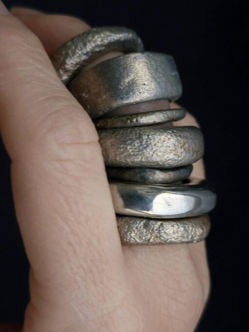 White Bronze Plated Alloy Rings (Set of 7) Size 8.5