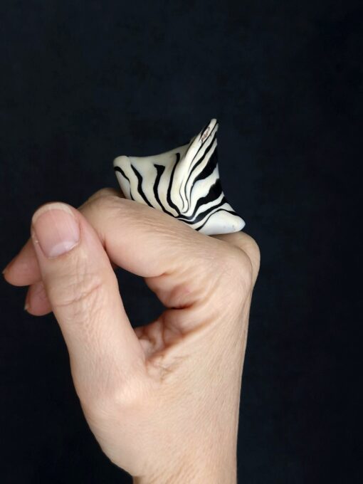 Zebra Patterned Ring Size 9.5 - Image 2