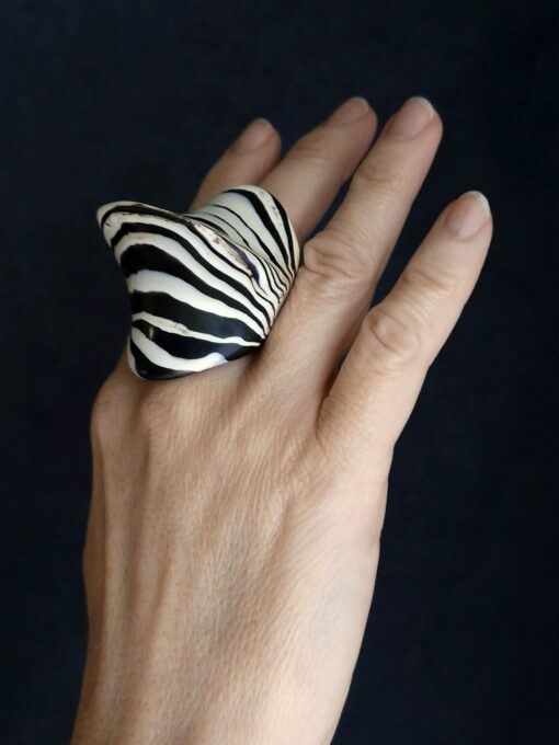 Zebra Patterned Ring Size 9.5