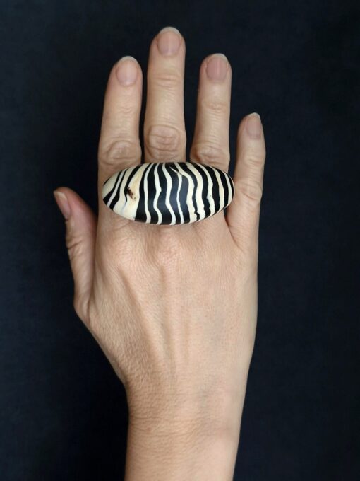 Zebra Patterned Ring Size 7 - Image 2