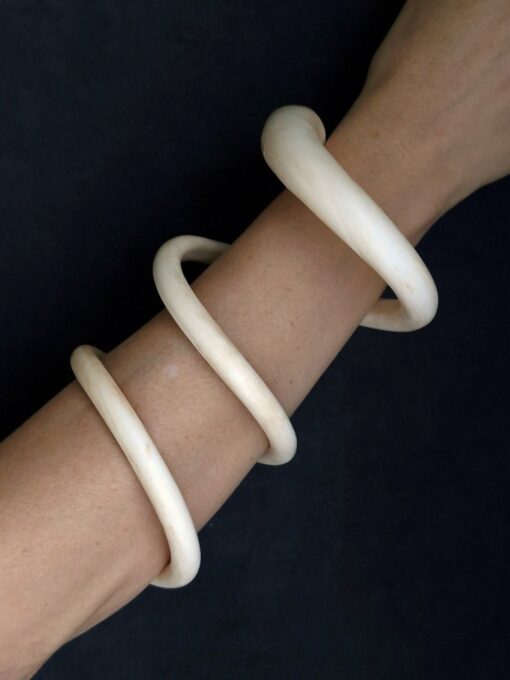 Vegan Ivory Triple Wrap Snake Cuff Size L