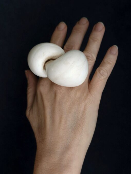 Vegan Ivory Sculptured Ring Size 8 - Image 2