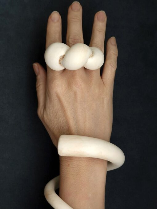 Vegan Ivory Sculptured Ring Size 7.5 - Image 3