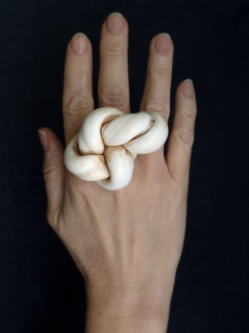 Vegan Ivory Sculptured Ring Size 8 - Image 3