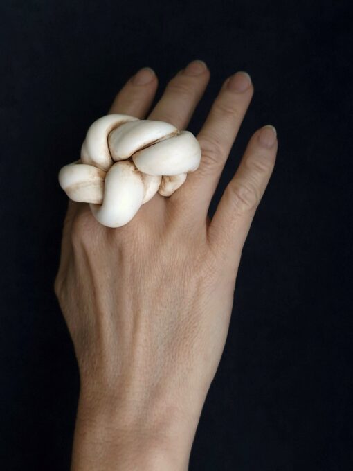 Vegan Ivory Sculptured Ring Size 8