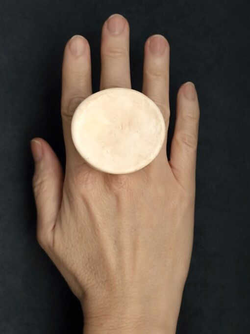 Vegan Ivory Sculptured Ring Size 8 - Image 2