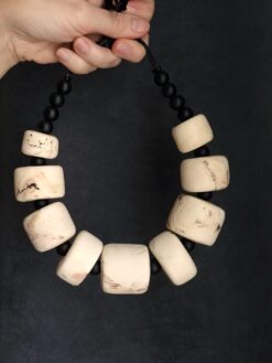 Alternative view of Adjustable Vegan Ivory & Black Necklace