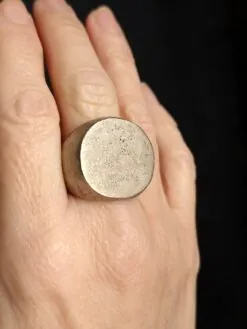 White Bronze Plated Alloy Ring - Size 6