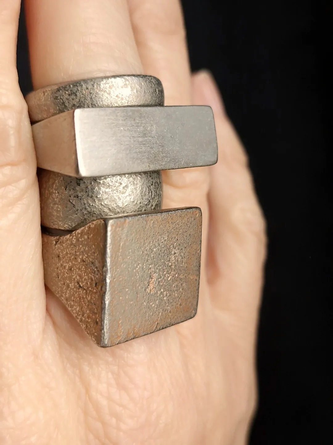 White Bronze Plated Alloy Rings (Set of 4) - Size 6