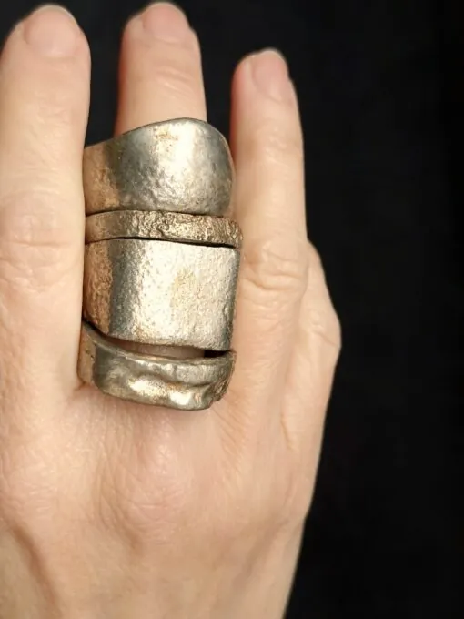 White Bronze Plated Alloy Rings (Set of 4) - Size 11