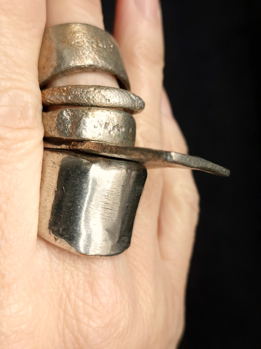 White Bronze Plated Alloy Rings (Set of 5) - Size 9.5 - Image 3