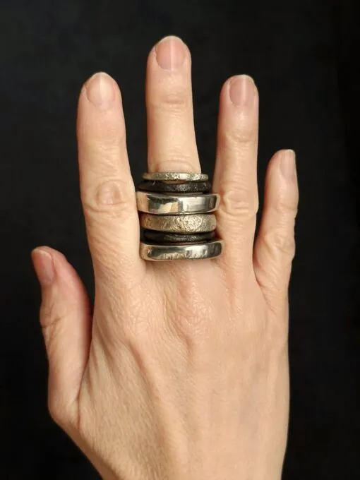 White Bronze Plated Alloy Rings (Set of 6) - Size 8.5 - Image 2