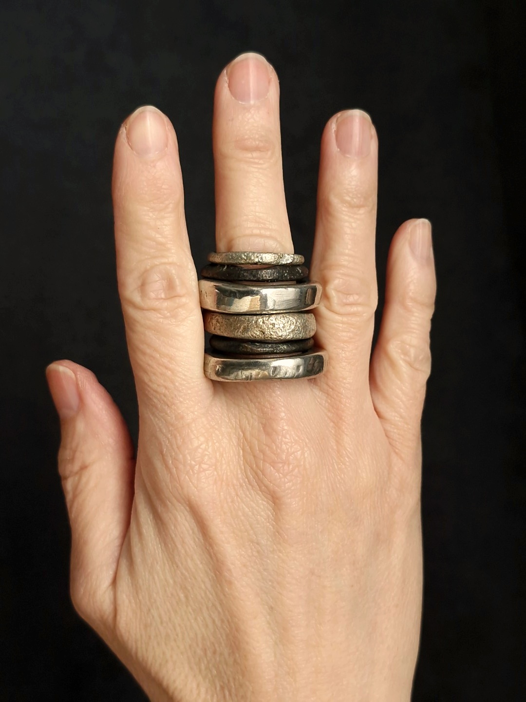 White Bronze Plated Alloy Rings (Set of 6) - Size 8.5 - Image 2