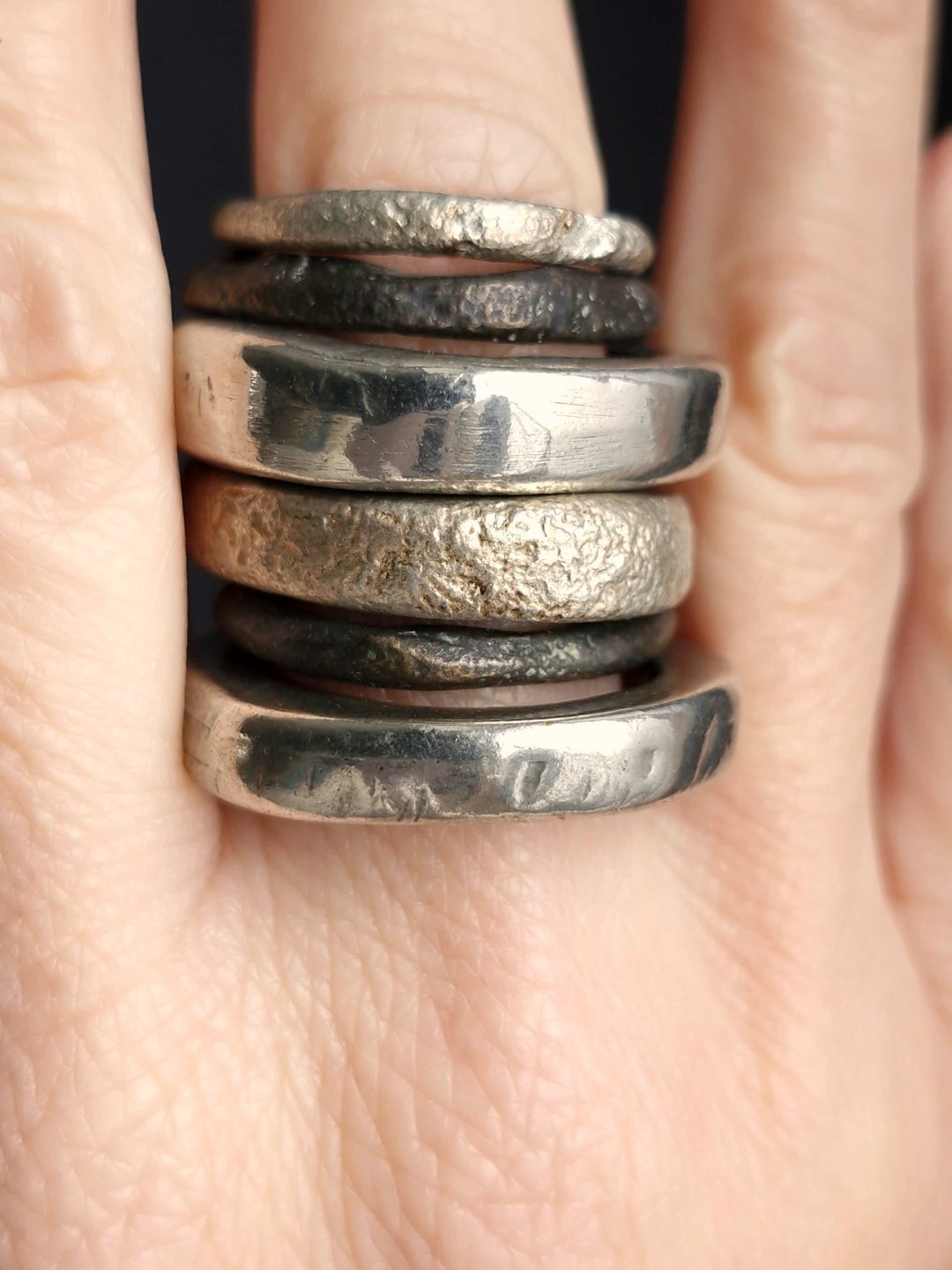 White Bronze Plated Alloy Rings (Set of 6) - Size 8.5 - Image 3