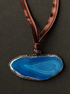 Alternative view of Blue Sliced Agate Necklace (Adjustable)