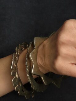 White Bronze Plated Alloy Bangles (Set of 3) - Size L